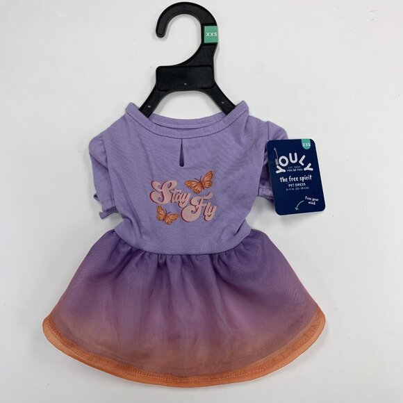 YOULY Other - YOULY Dog Dress XXS The Free Spirit 9-11 in Purple Orange Butterfly New Tags